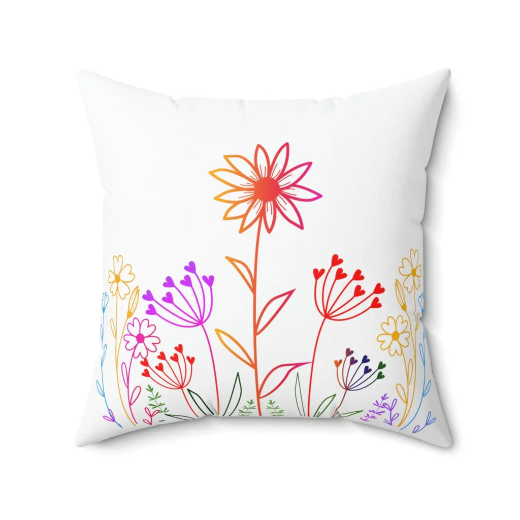 Wild Flowers Throw Pillow - Polyester Square Decor - DipaliZ