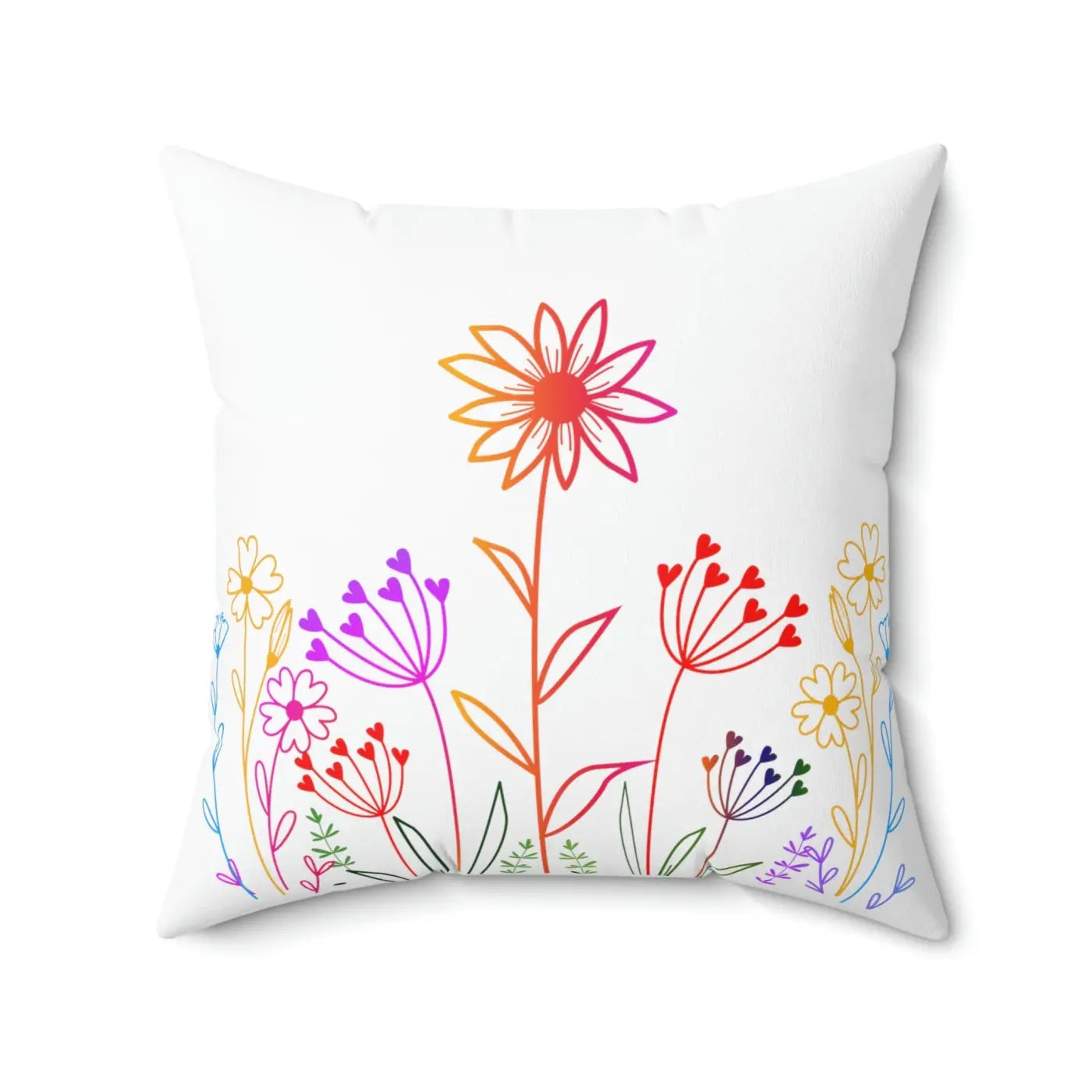 Wild Flowers Throw Pillow - Polyester Square Decor - DipaliZ