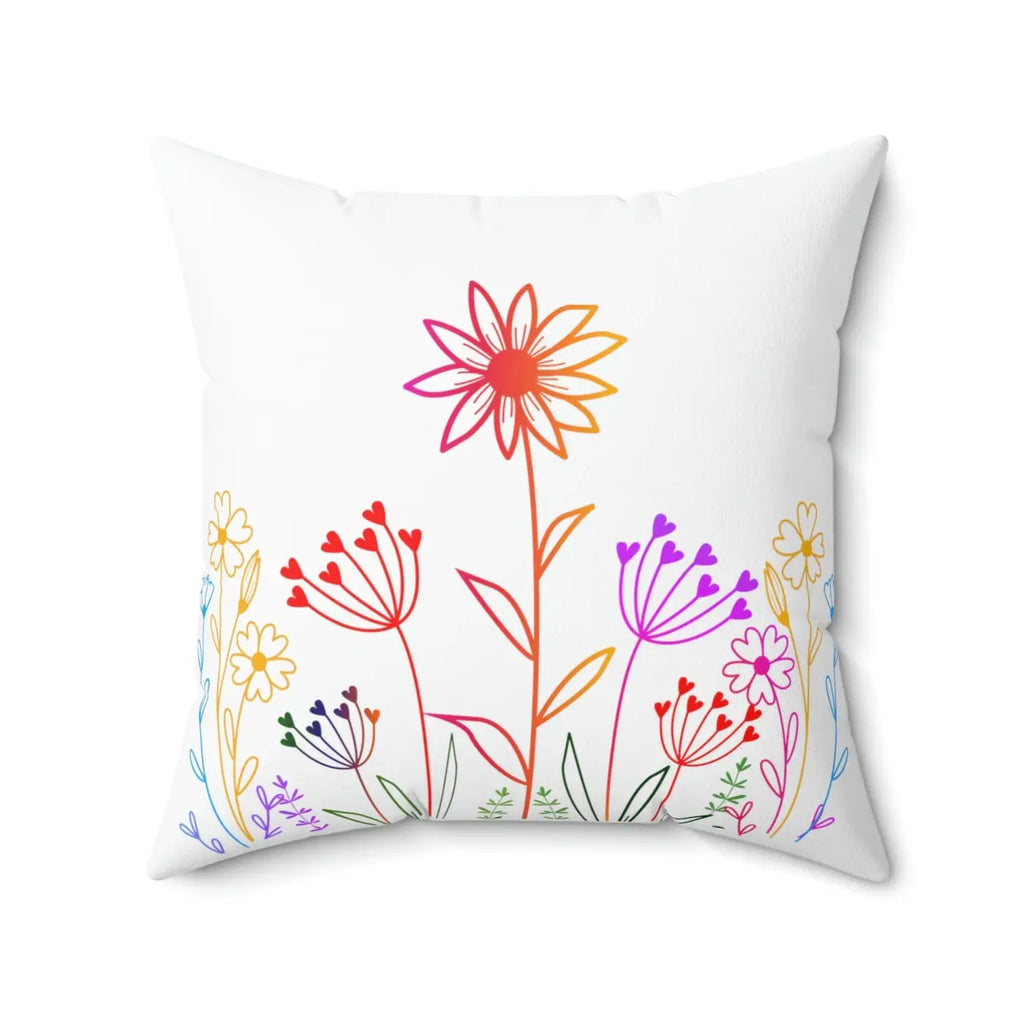 Wild Flowers Throw Pillow - Polyester Square Decor - DipaliZ
