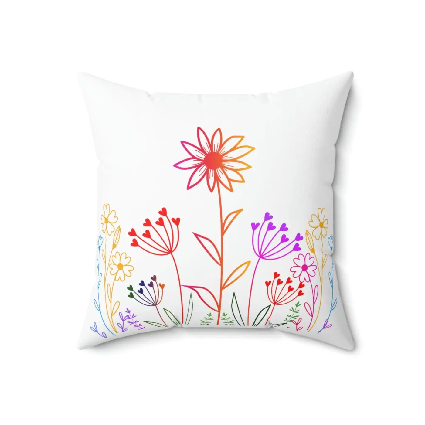 Wild Flowers Throw Pillow - Polyester Square Decor - DipaliZ