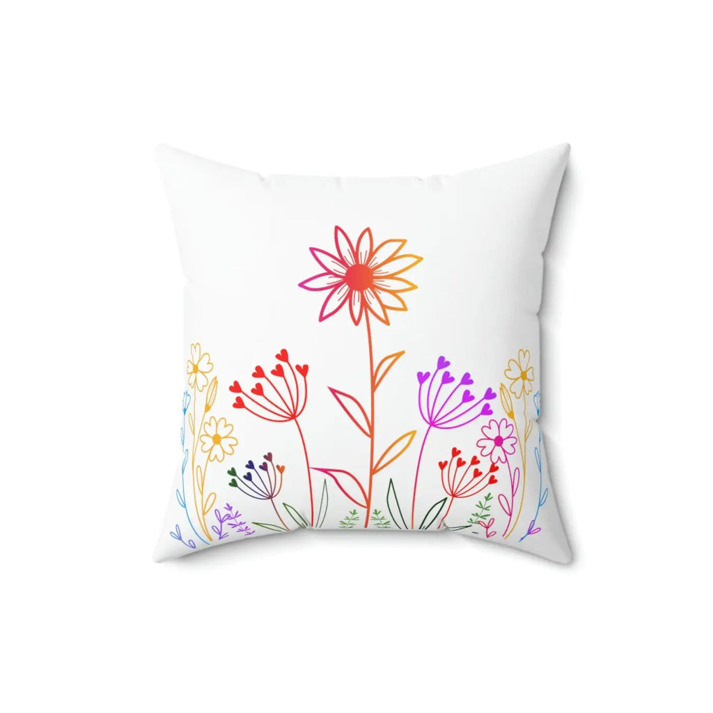 Wild Flowers Throw Pillow - Polyester Square Decor - DipaliZ
