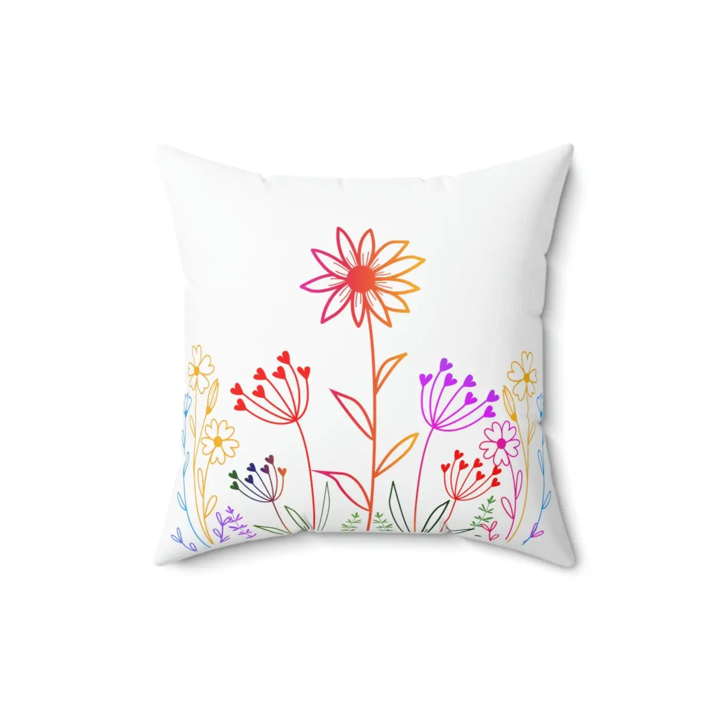 Wild Flowers Throw Pillow - Polyester Square Decor - DipaliZ
