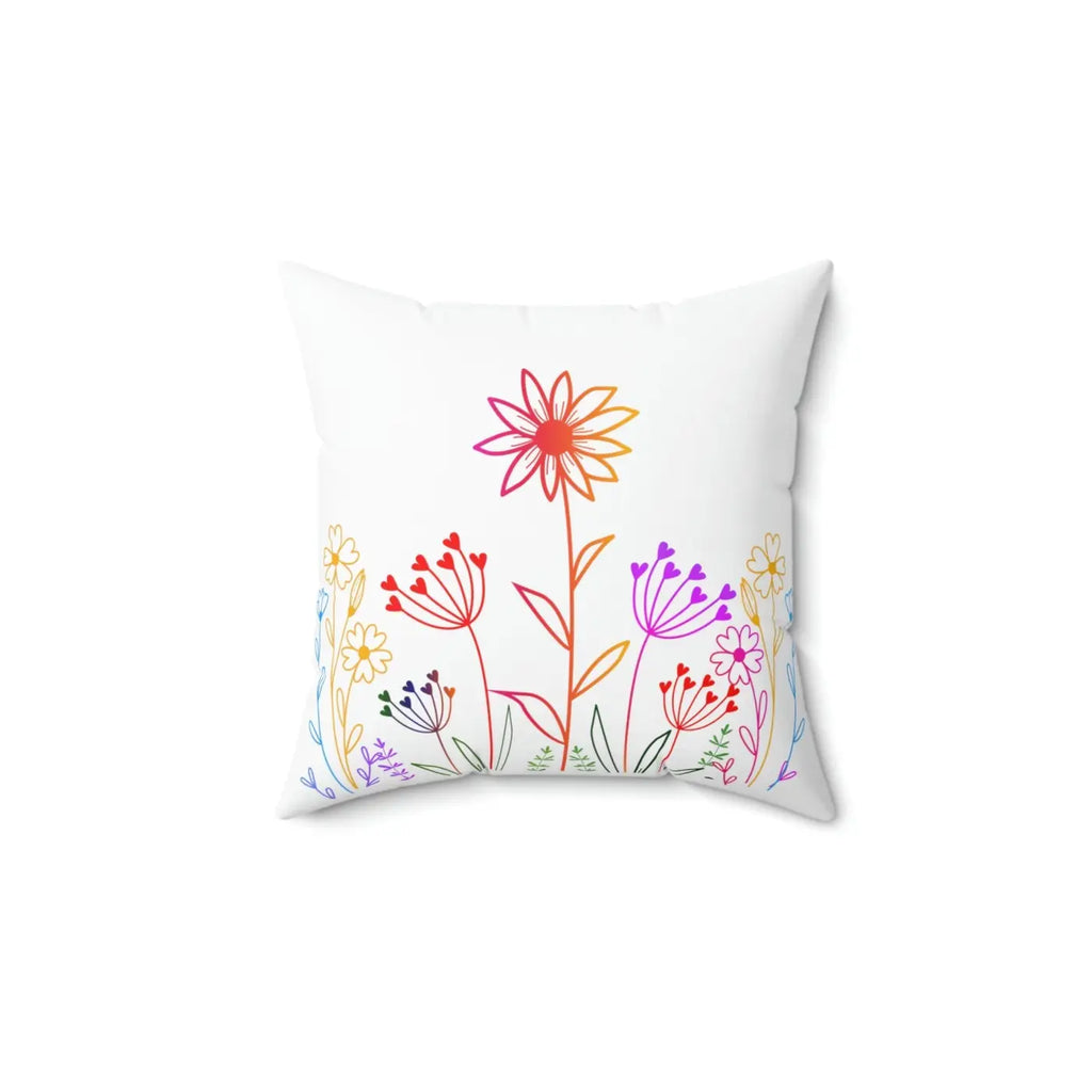 Wild Flowers Throw Pillow - Polyester Square Decor - DipaliZ