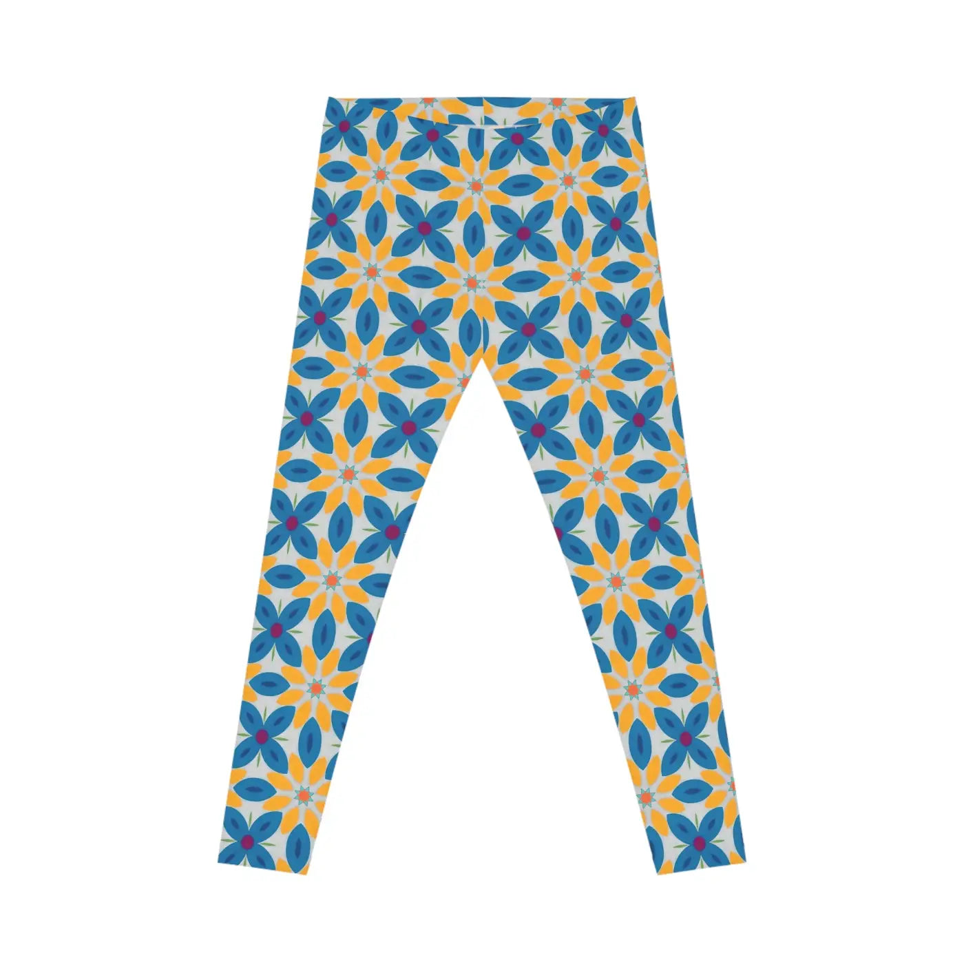 Blue Floral Women's Spandex Leggings - Activewear - DipaliZ