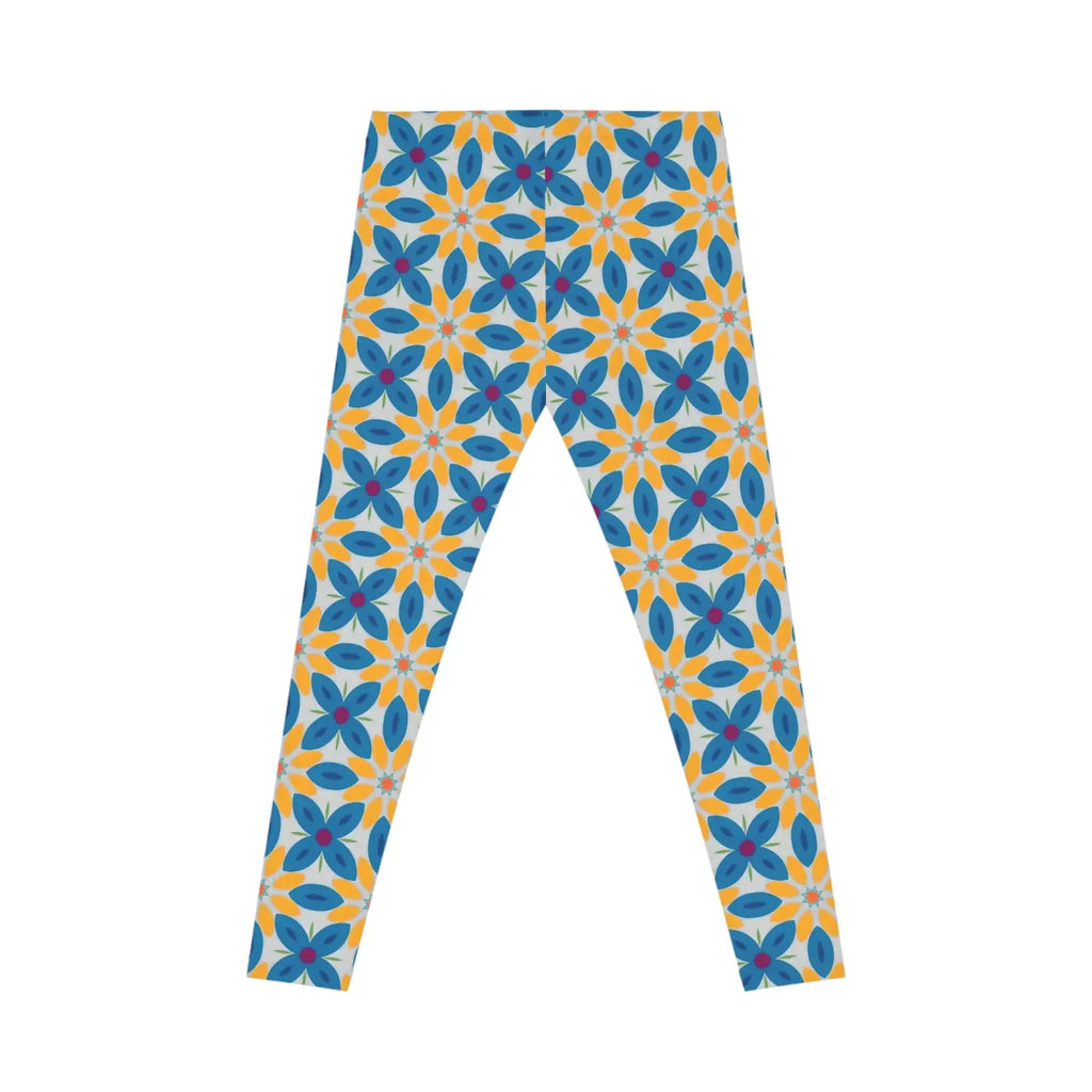 Blue Floral Women's Spandex Leggings - Activewear - DipaliZ