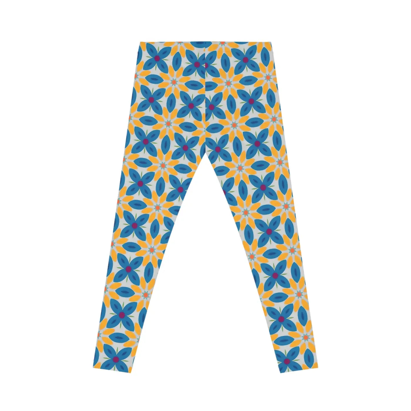 Blue Floral Women's Spandex Leggings - Activewear - DipaliZ