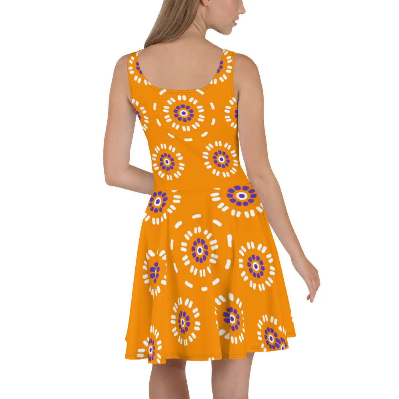 Yellow Floral Skater Dress - Flared Skirt Style - DipaliZ