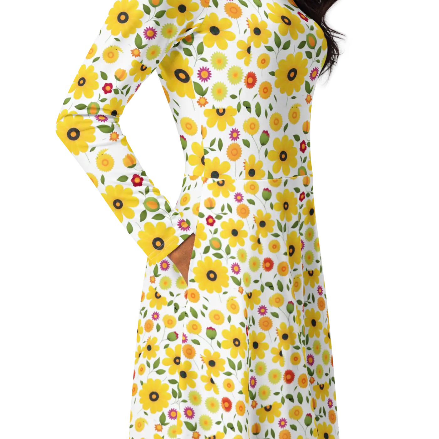 Sunshine Yellow Long Sleeve Midi Dress - Fiesta Ready - DipaliZ