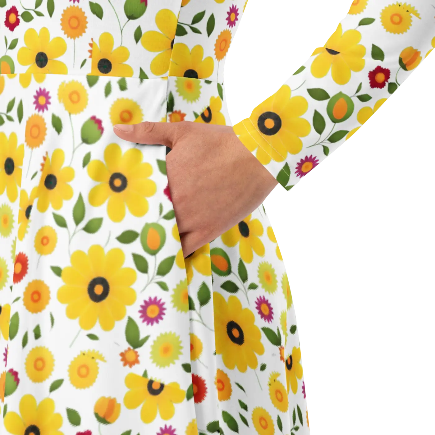 Sunshine Yellow Long Sleeve Midi Dress - Fiesta Ready - DipaliZ
