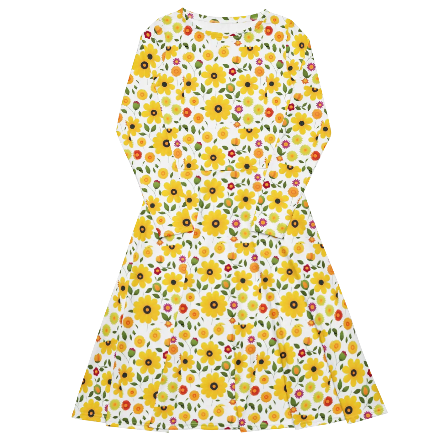 Sunshine Yellow Long Sleeve Midi Dress - Fiesta Ready - DipaliZ