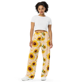 Yellow Flowers Pattern Wide Leg Pants - Lounge Comfort - DipaliZ