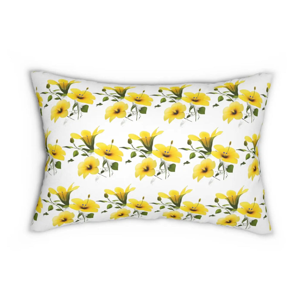 Yellow Morning Glory Spun Polyester Lumbar Pillow - DipaliZ