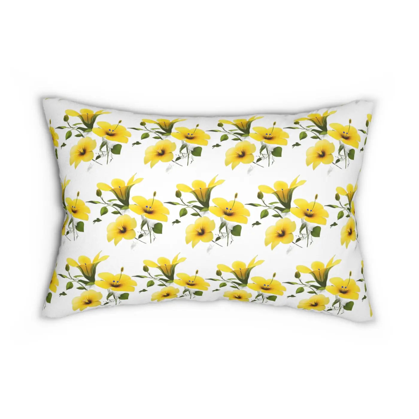 Yellow Morning Glory Spun Polyester Lumbar Pillow - DipaliZ