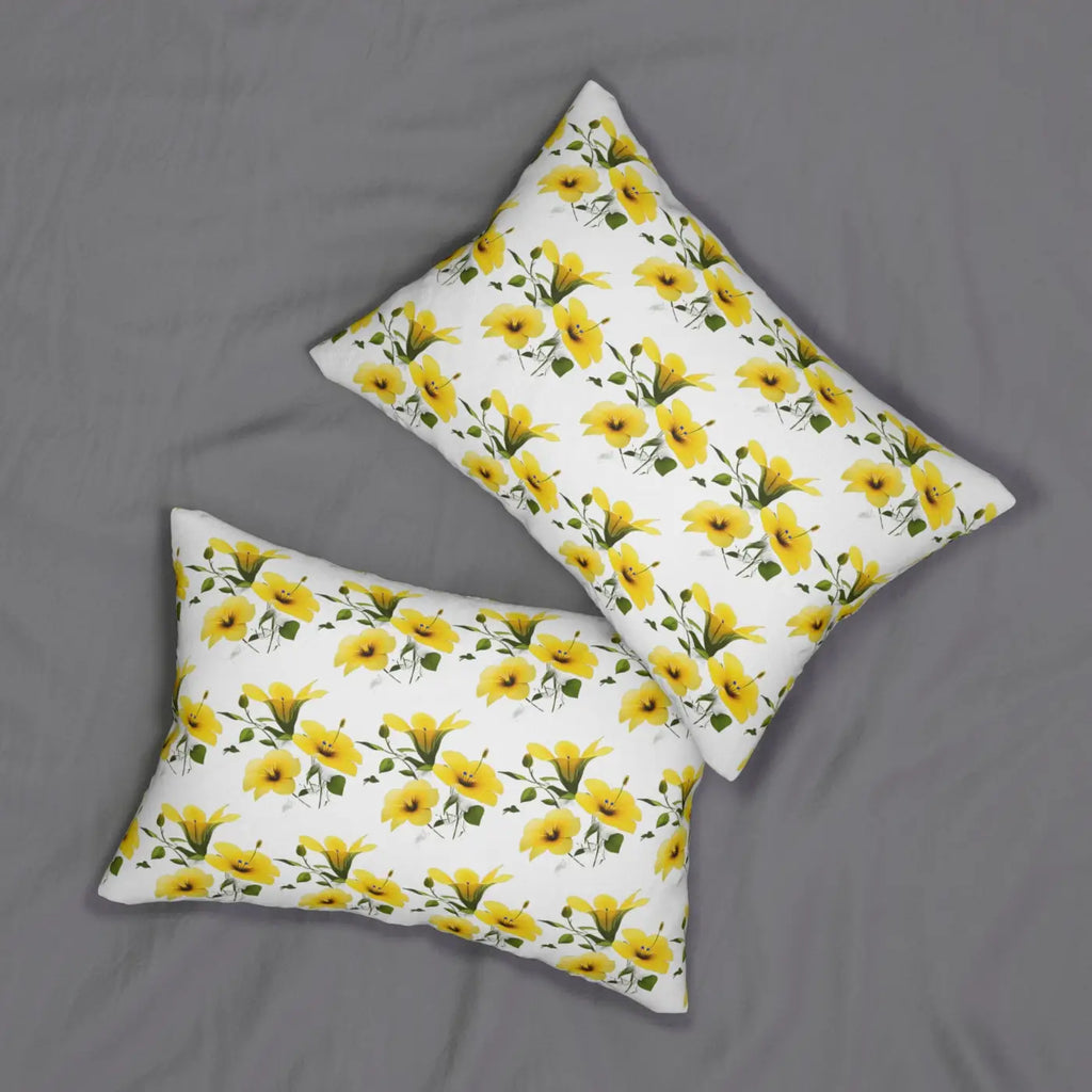 Yellow Morning Glory Spun Polyester Lumbar Pillow - DipaliZ