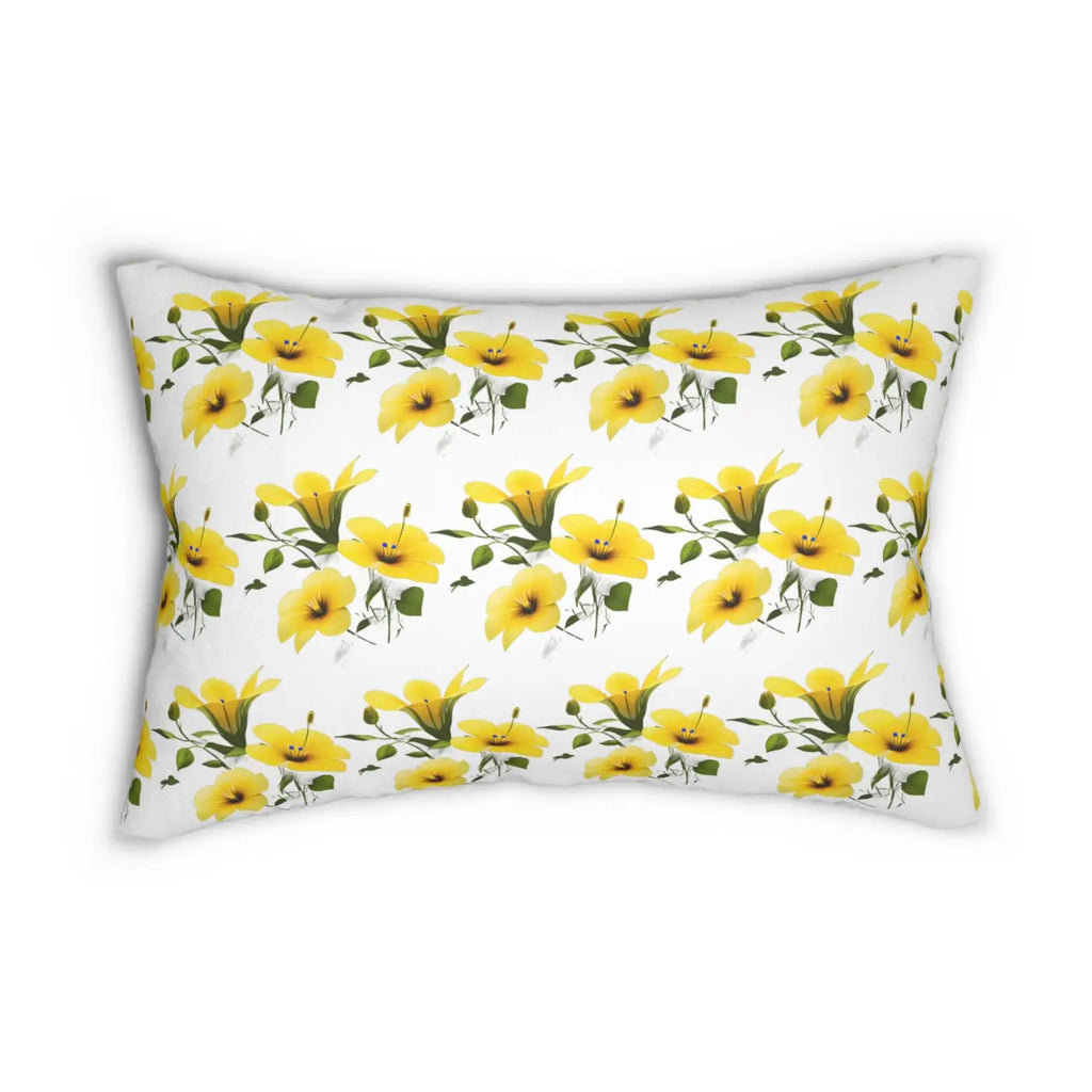 Yellow Morning Glory Spun Polyester Lumbar Pillow - DipaliZ