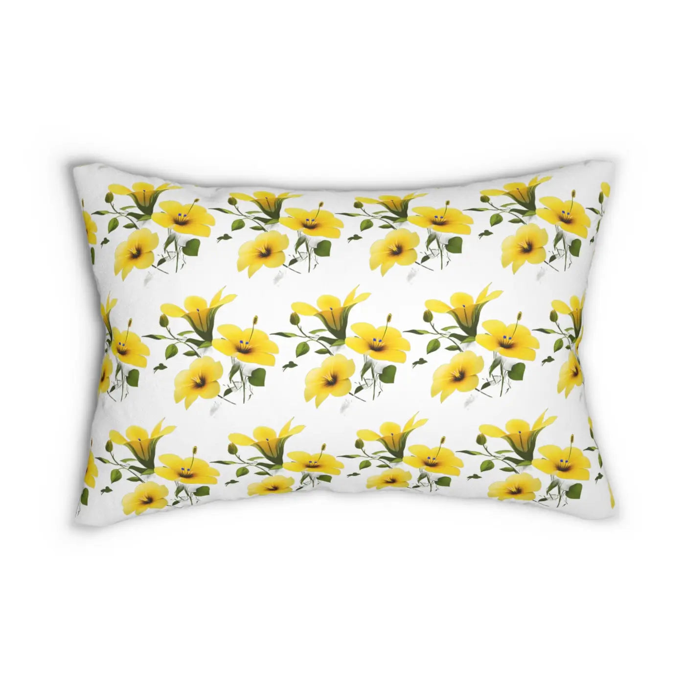 Yellow Morning Glory Spun Polyester Lumbar Pillow - DipaliZ