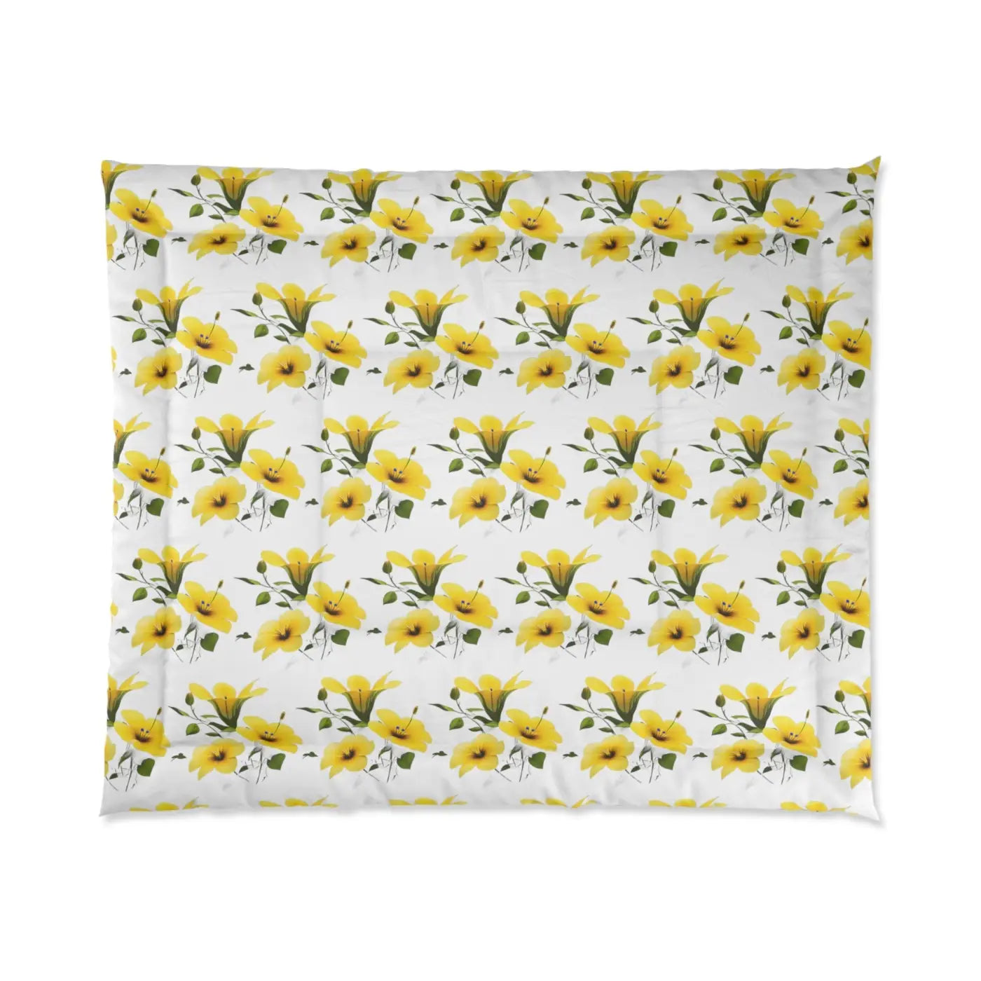 Yellow Morning Glory Quilt - Floral Comfort Bedding - DipaliZ