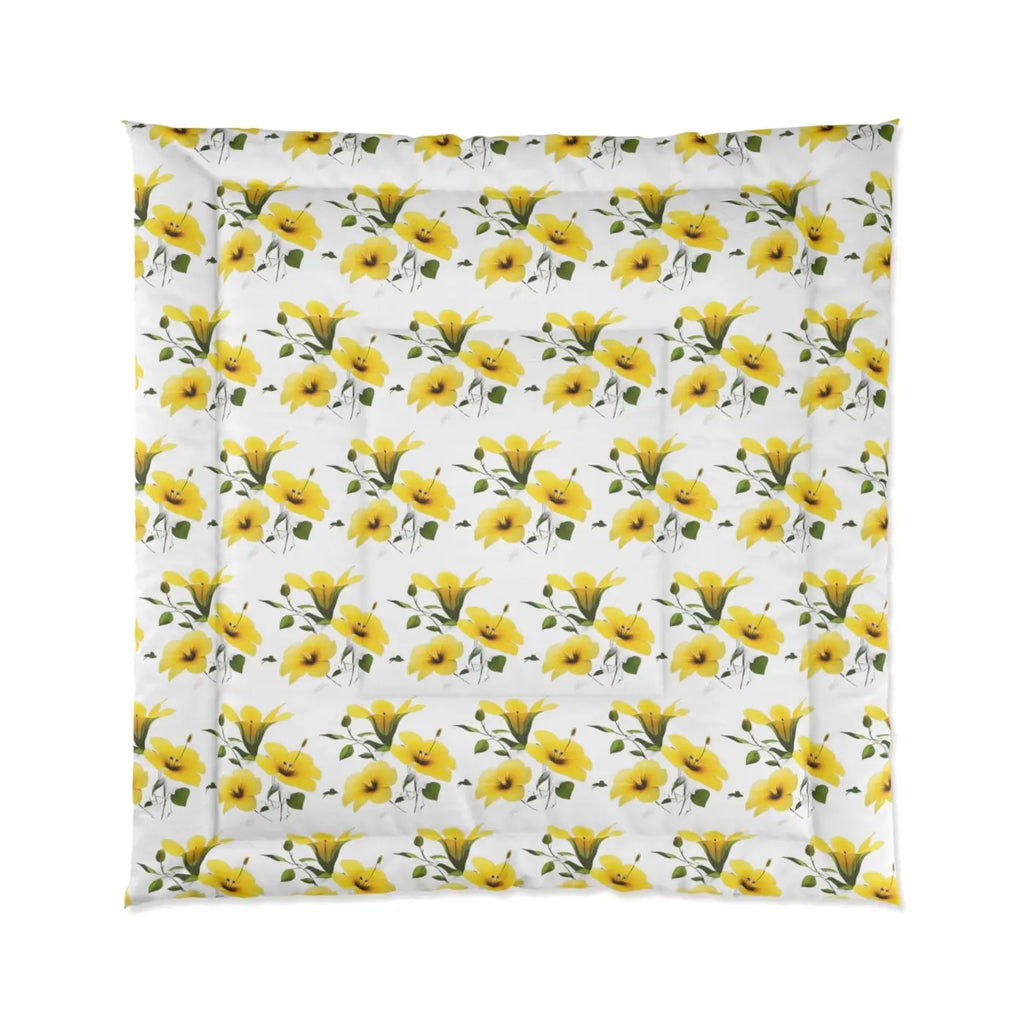 Yellow Morning Glory Quilt - Floral Comfort Bedding - DipaliZ