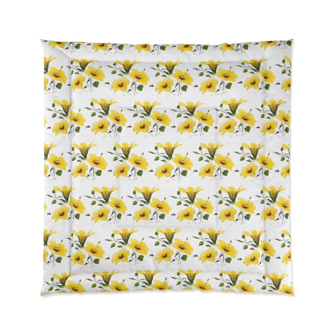 Yellow Morning Glory Quilt - Floral Comfort Bedding - DipaliZ