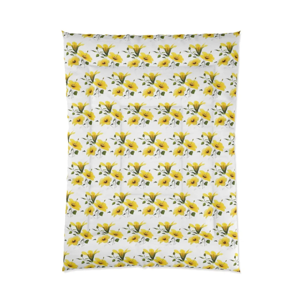 Yellow Morning Glory Quilt - Floral Comfort Bedding - DipaliZ