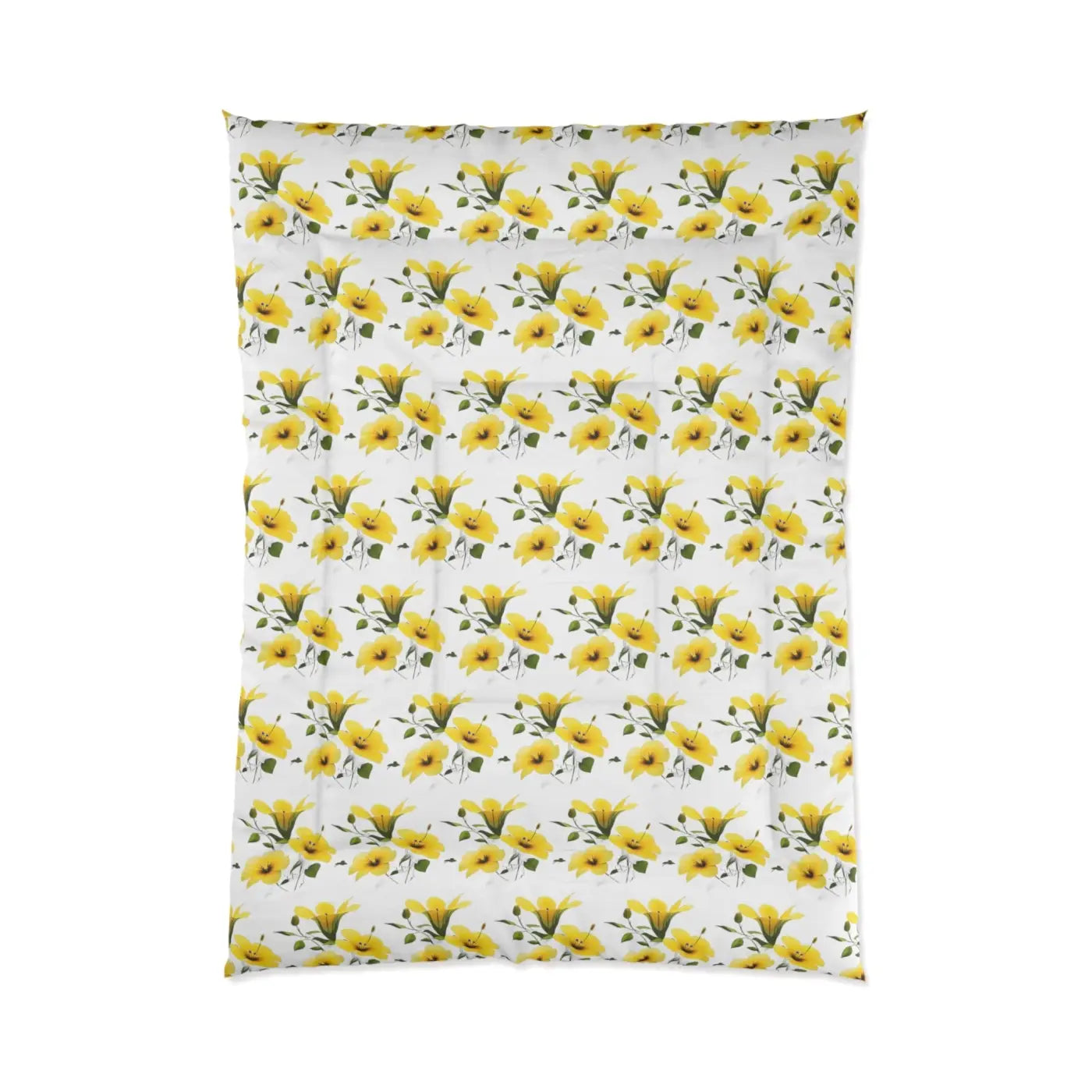 Yellow Morning Glory Quilt - Floral Comfort Bedding - DipaliZ