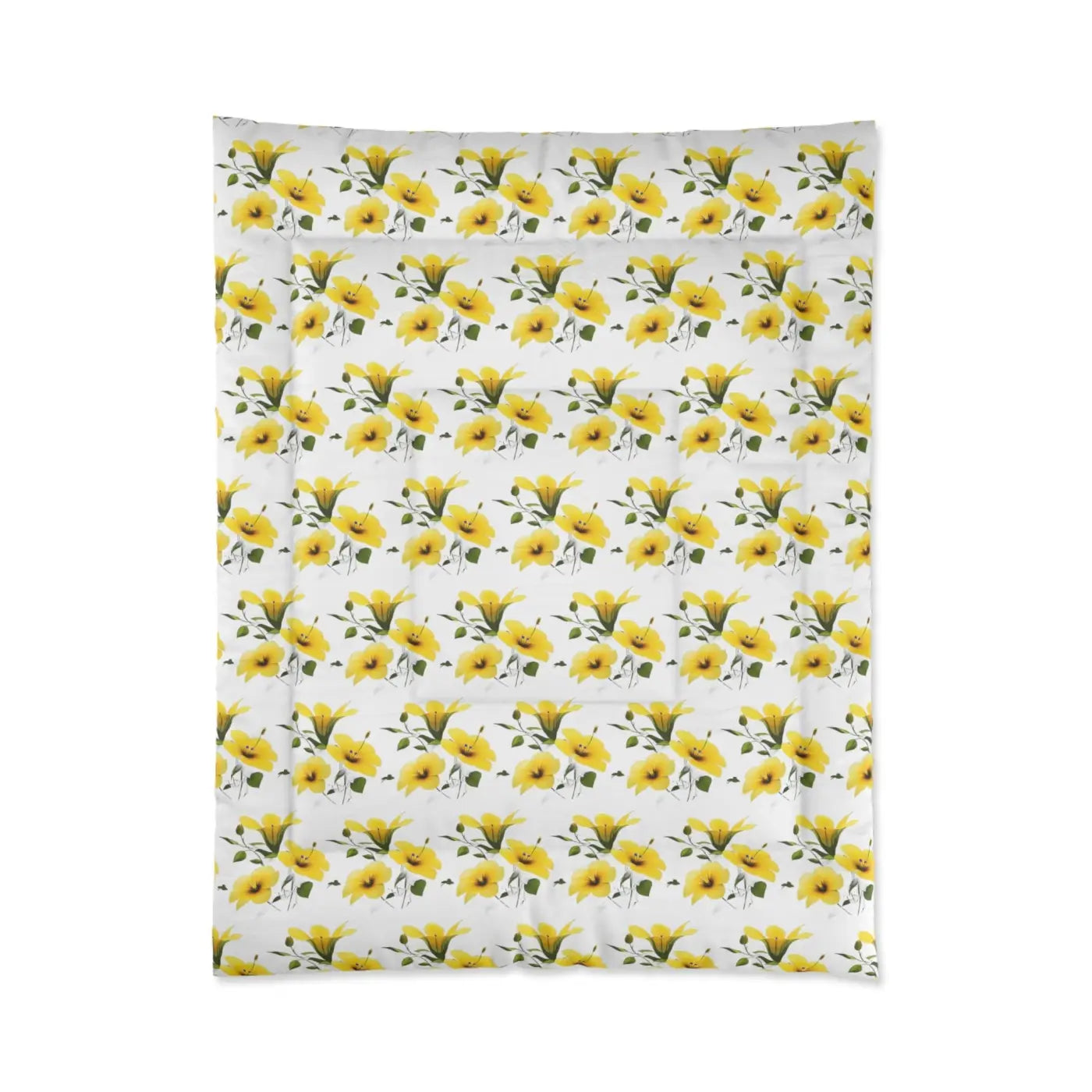Yellow Morning Glory Quilt - Floral Comfort Bedding - DipaliZ
