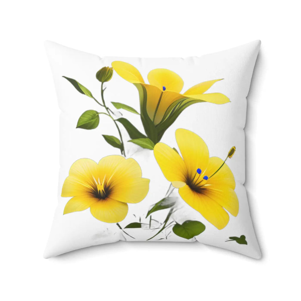 Yellow Morning Glory Polyester Throw Pillow - Bold Floral - DipaliZ