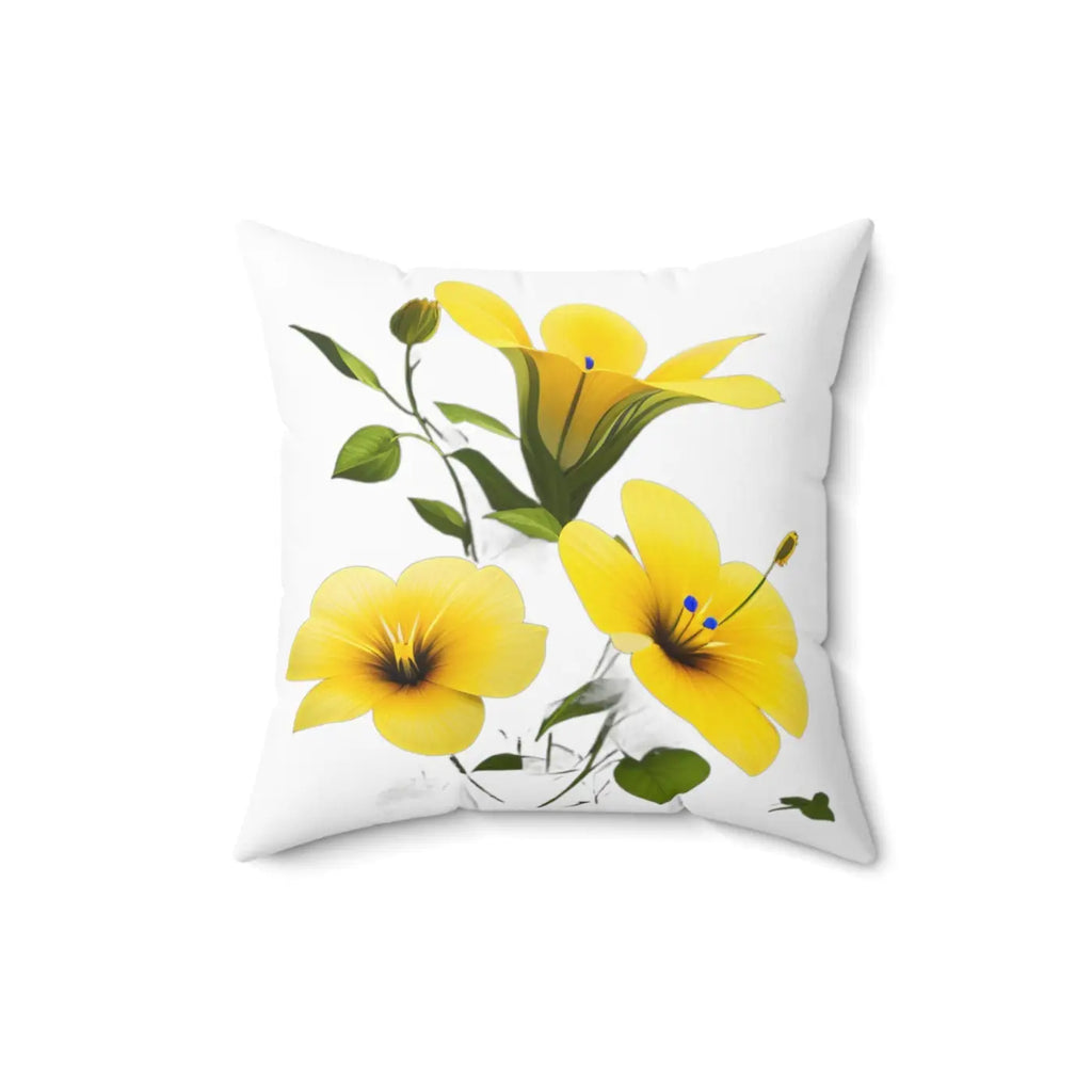 Yellow Morning Glory Polyester Throw Pillow - Bold Floral - DipaliZ