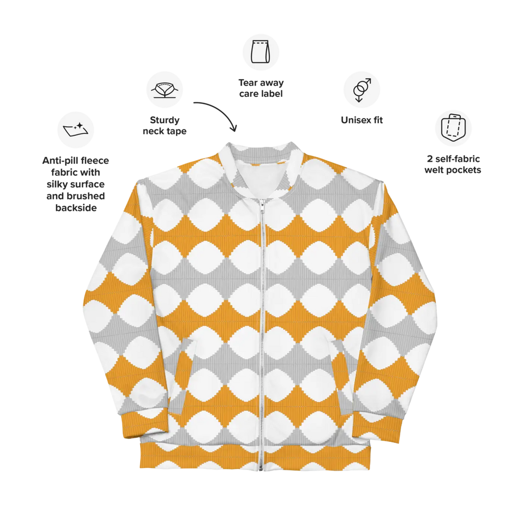 Unisex Bomber Jacket - Yellow Pattern Bold Style - DipaliZ
