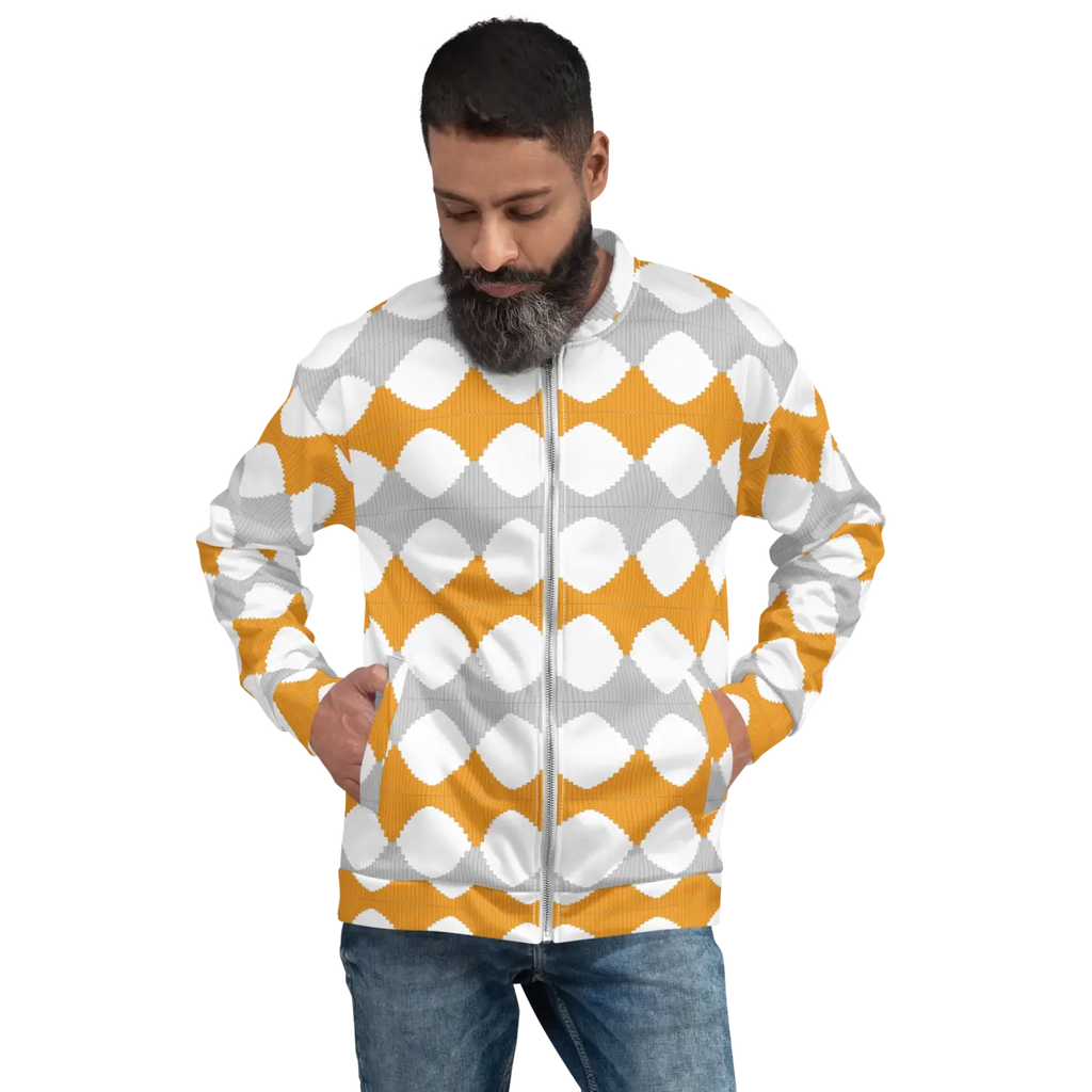 Unisex Bomber Jacket - Yellow Pattern Bold Style - DipaliZ