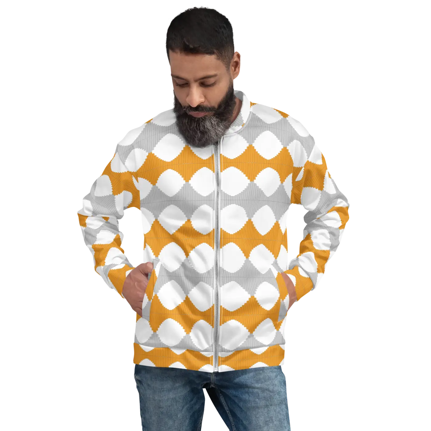 Unisex Bomber Jacket - Yellow Pattern Bold Style - DipaliZ