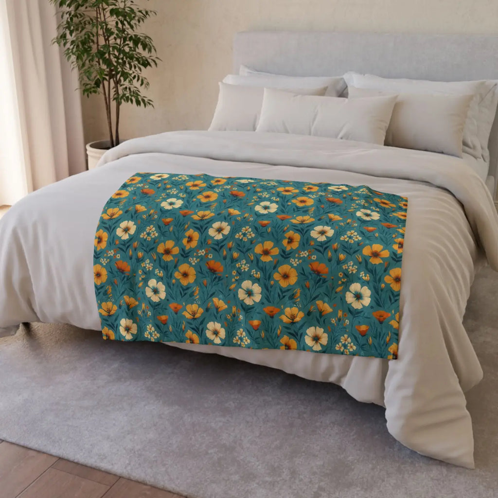Wildflower Blanket - Yellow Blooms Soft Polyester - DipaliZ