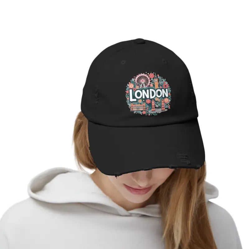 Distressed Cotton Twill Hat - Adjustable Metal D-Ring - DipaliZ
