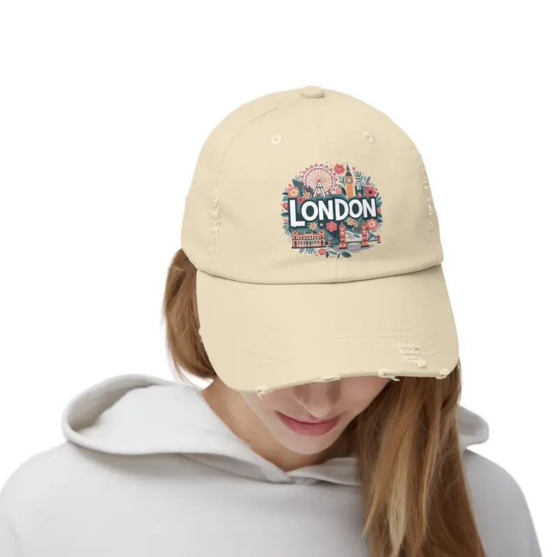 Distressed Cotton Twill Hat - Adjustable Metal D-Ring - DipaliZ