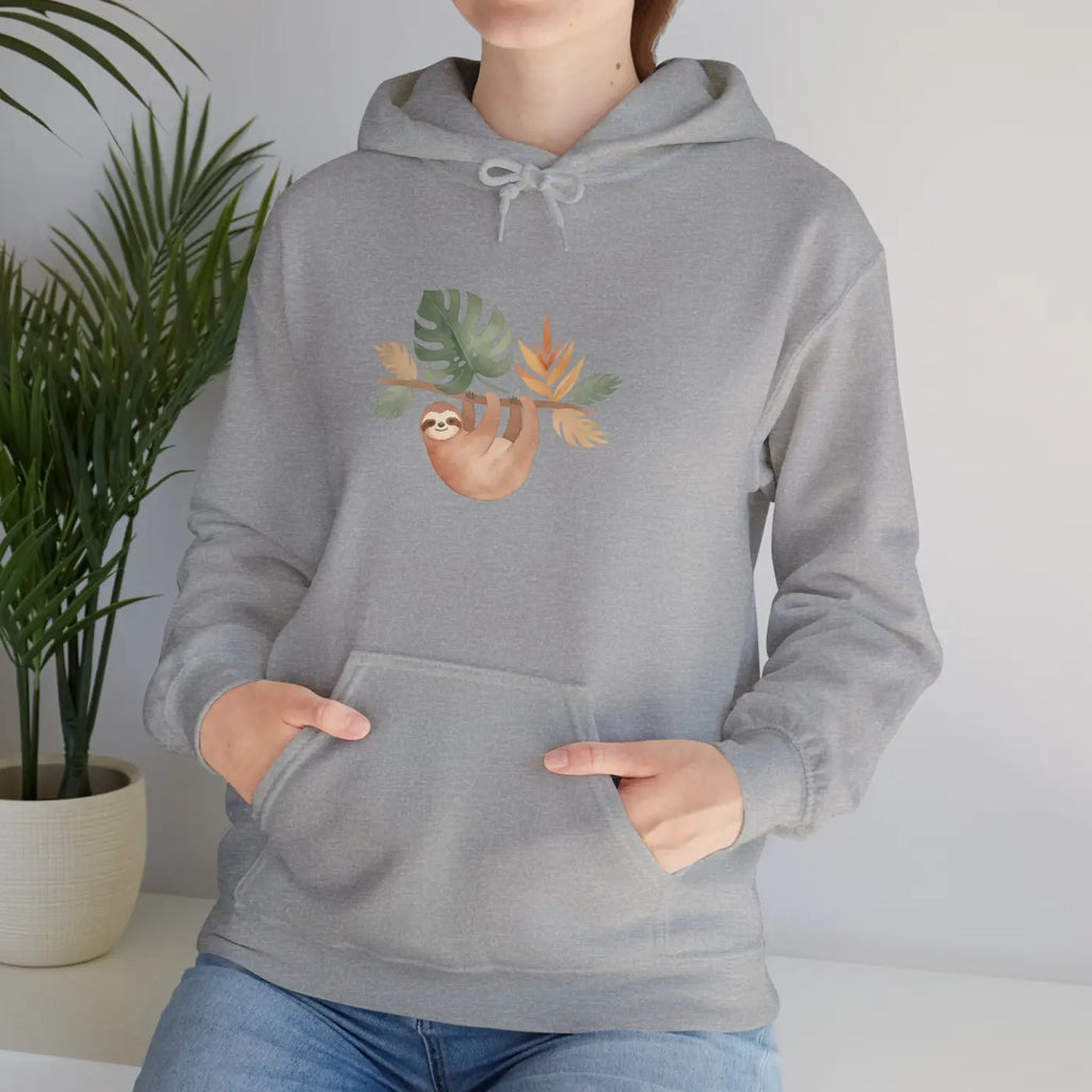 Tropical Sloth Hoodie - Double-Lined Hood Comfort - DipaliZ