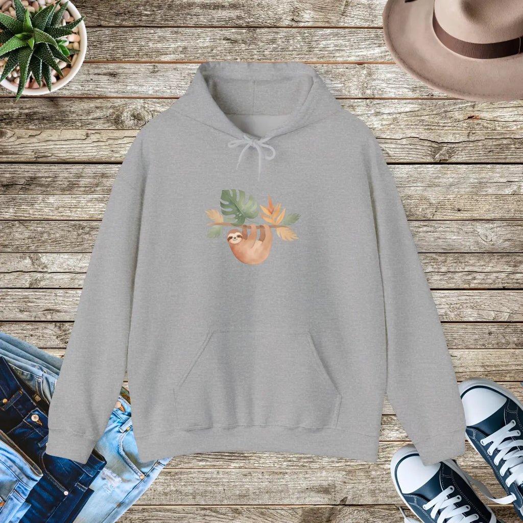 Tropical Sloth Hoodie - Double-Lined Hood Comfort - DipaliZ