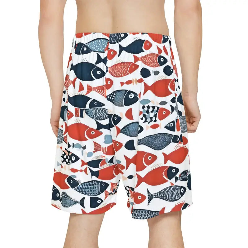 Colorful Fishes Mens Sports Shorts - Athletic Swimwear - DipaliZ