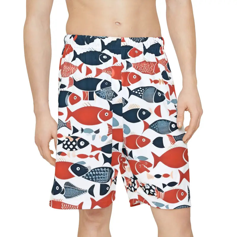 Colorful Fishes Mens Sports Shorts - Athletic Swimwear - DipaliZ