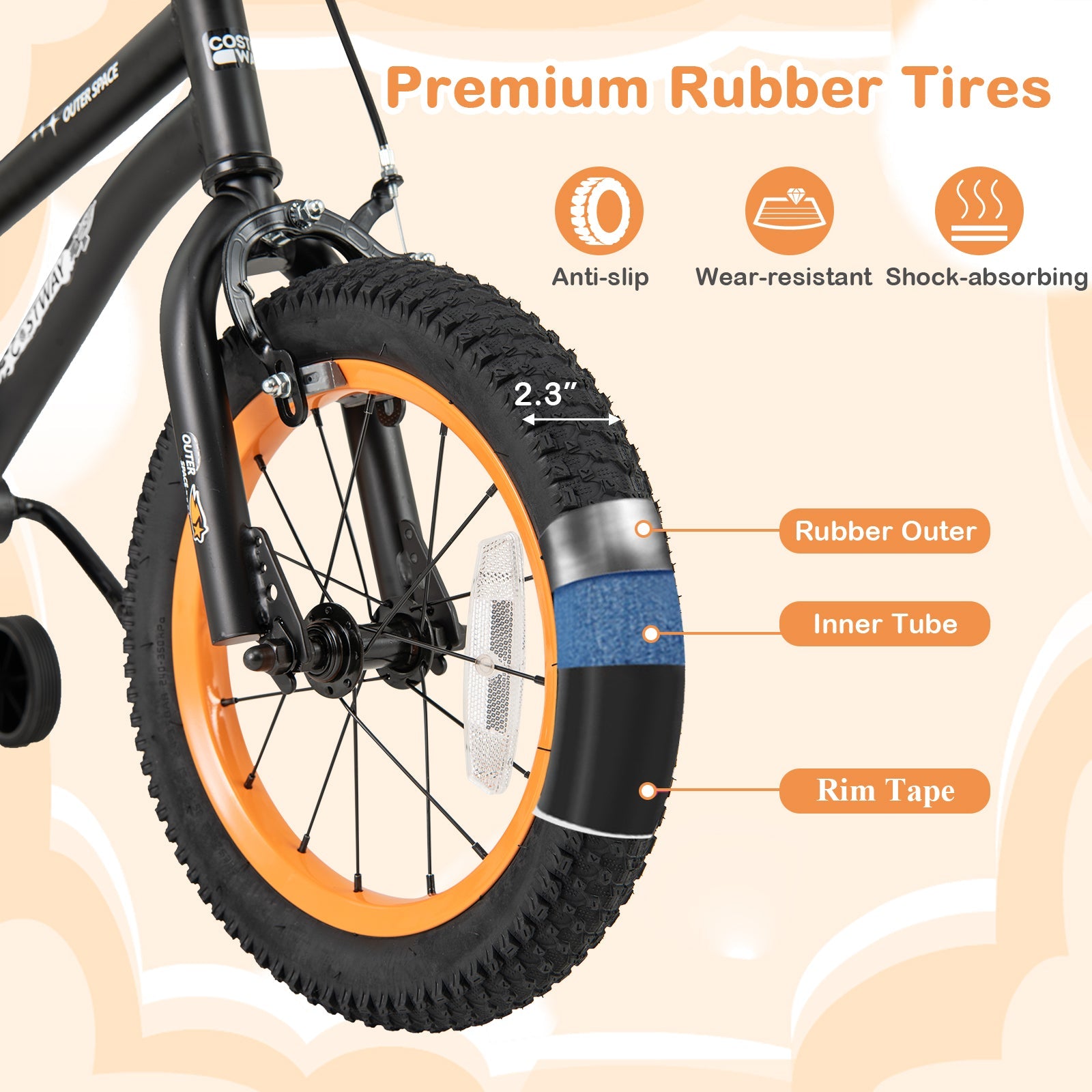 14-Inch Kids Bike Sport Bicycle for 3-5 Years Old with Adjustable Seat-14 inches