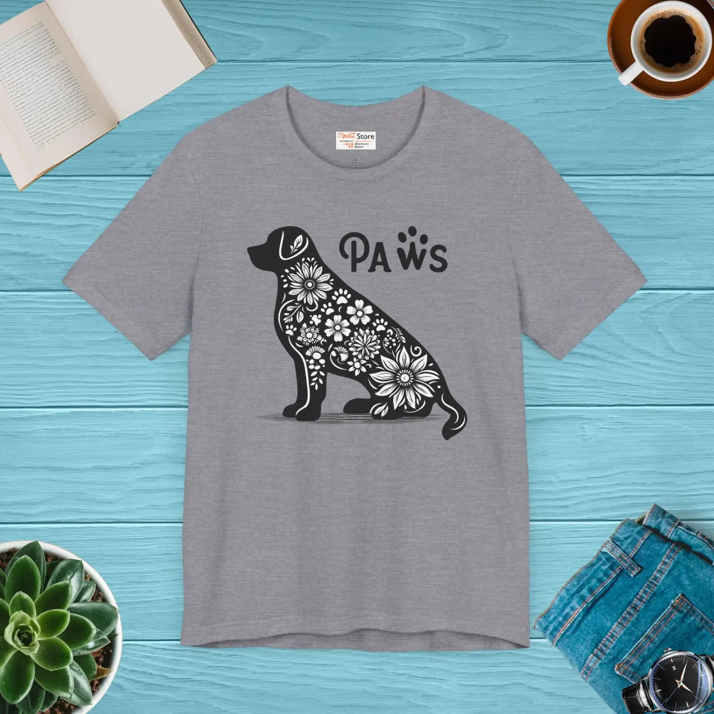 Dog Flowers Unisex Jersey Short Sleeve Tee - DipaliZ