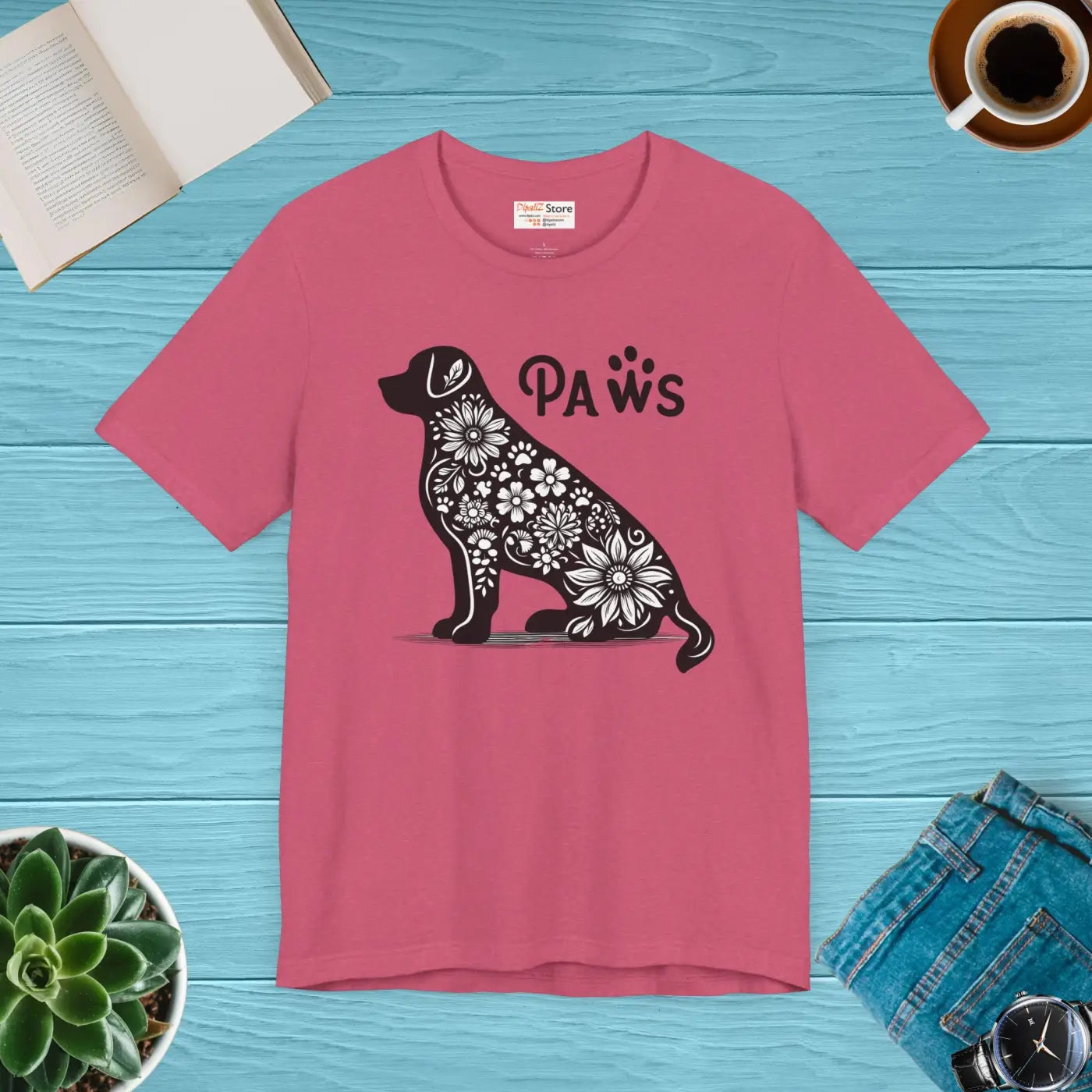 Dog Flowers Unisex Jersey Short Sleeve Tee - DipaliZ
