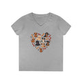 Dog Lovers V-Neck T-Shirt - Heart Design for Women - DipaliZ