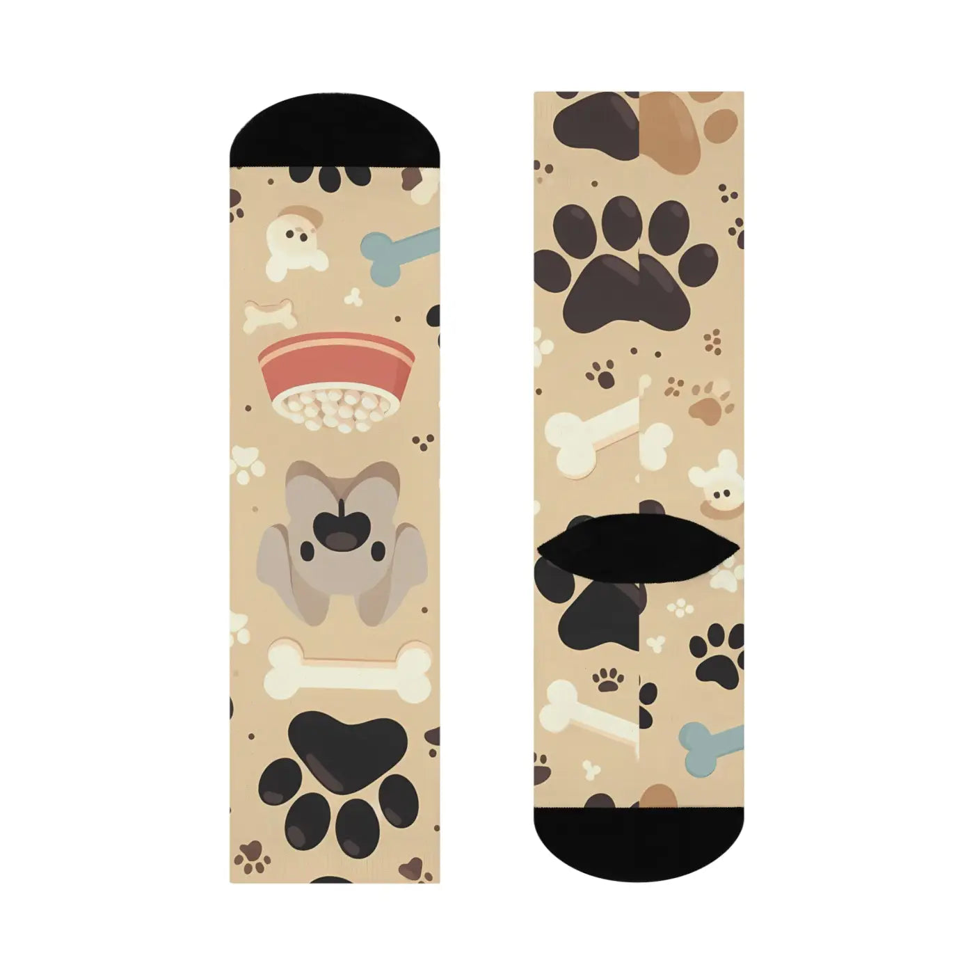 Cushioned Crew Socks - Adorable Dog Paw Prints - DipaliZ