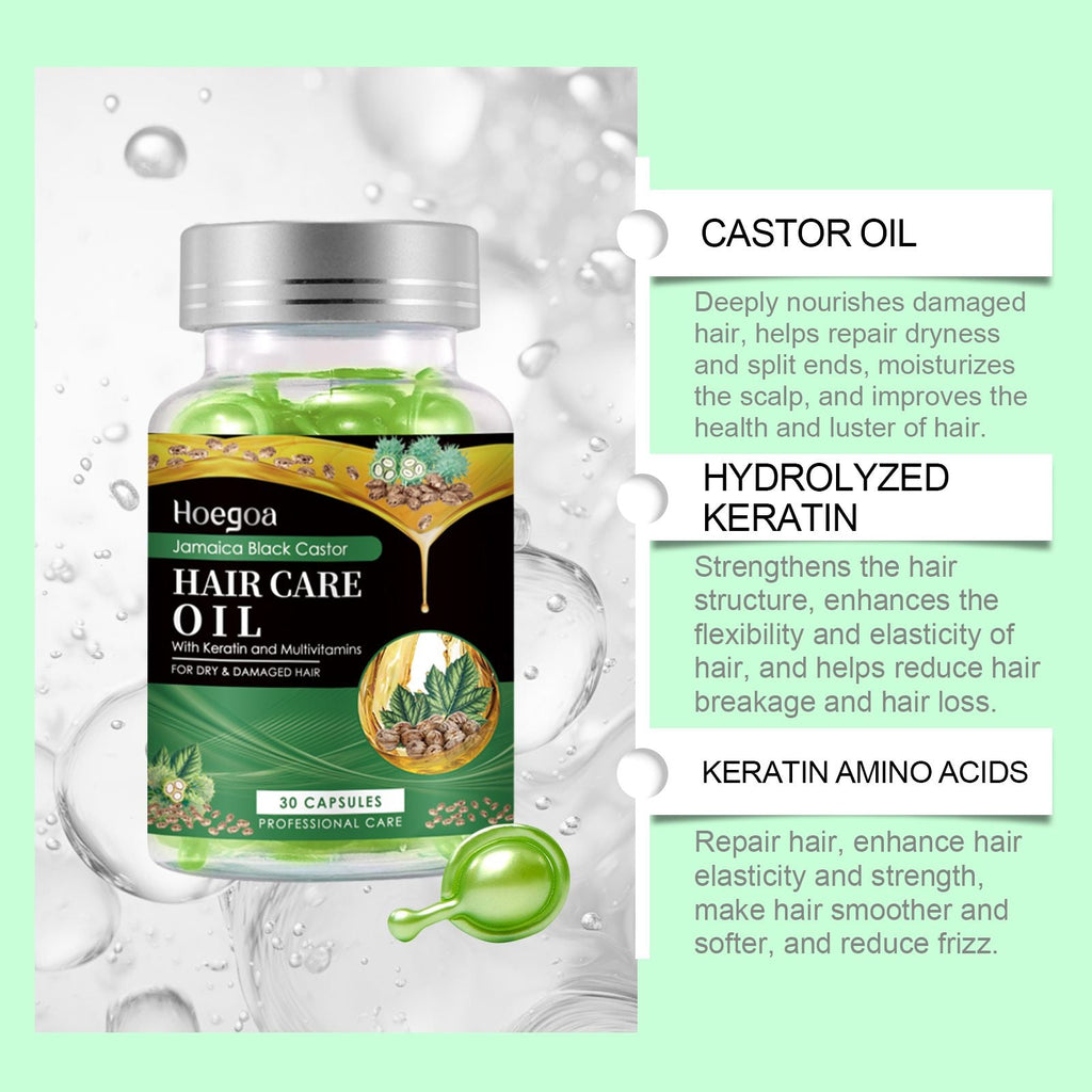Hoegoa Black Castor Oil Nourishing Hair Care Capsule Hair Care Oil Gently Nourishes And Softeningly s Dry Hair