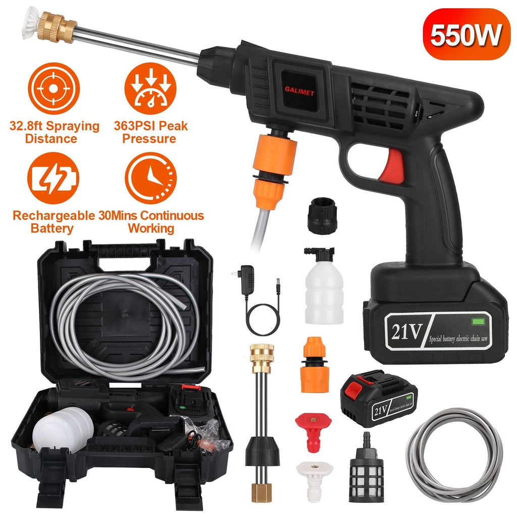 Cordless Pressure Washer Portable Electric Power Washer High Pressure Water Sprayer 363PSI Car Washer Cleaner with 12000mAh 21V Rechargeable Battery and Charger 2 Nozzles