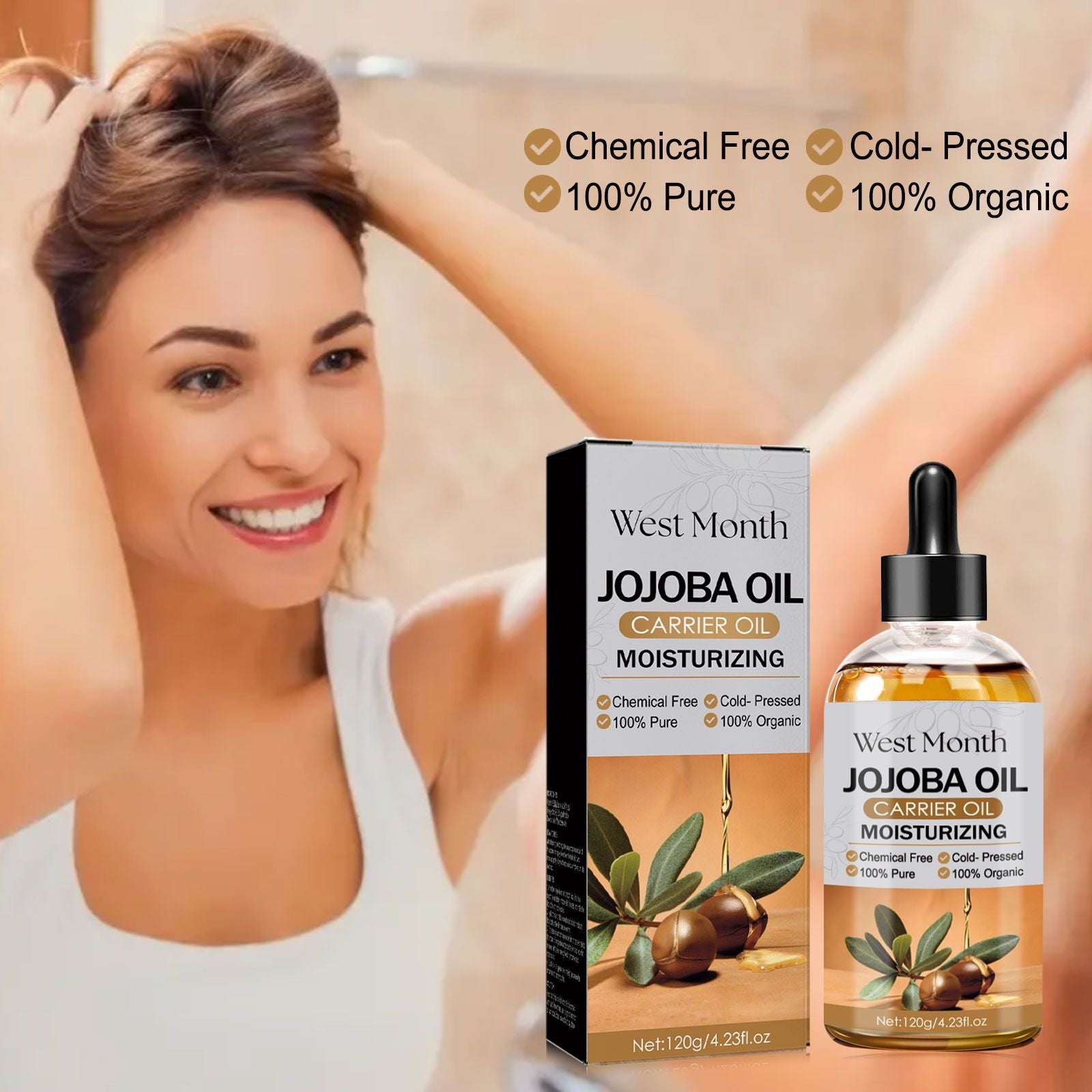 West&Month Jojoba Oil Hair Conditioner Gently Moisturizes Scalp, Curing Dry Hair And Smoothing Hair Oil