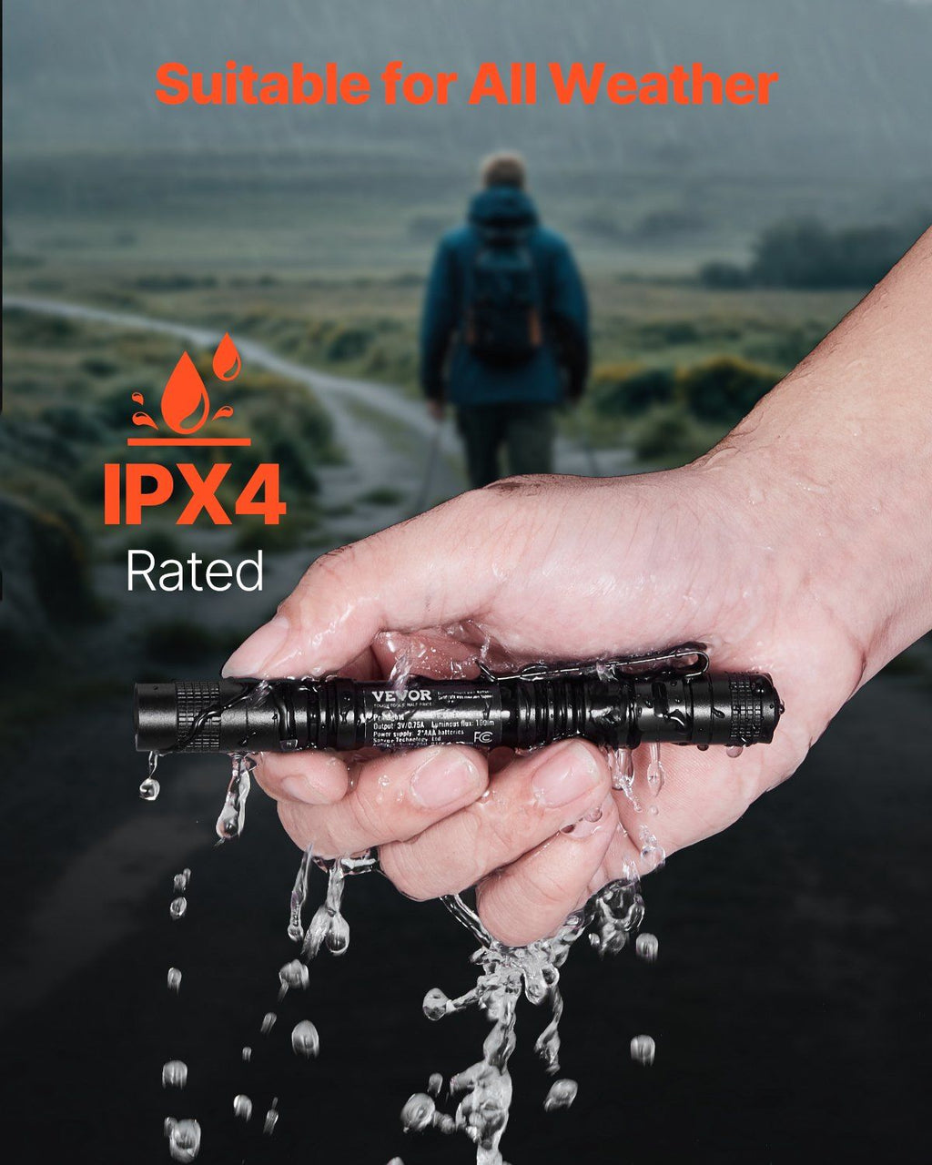 VEVOR Pen Light, 2-Pack 100 Lumens Pocket Flashlight with Clip, IPX4 Waterproof Portable Penlight, Compact and Lightweight for Tight Spaces, Work, Inspection, Emergency, Mechanics, Outdoor Use