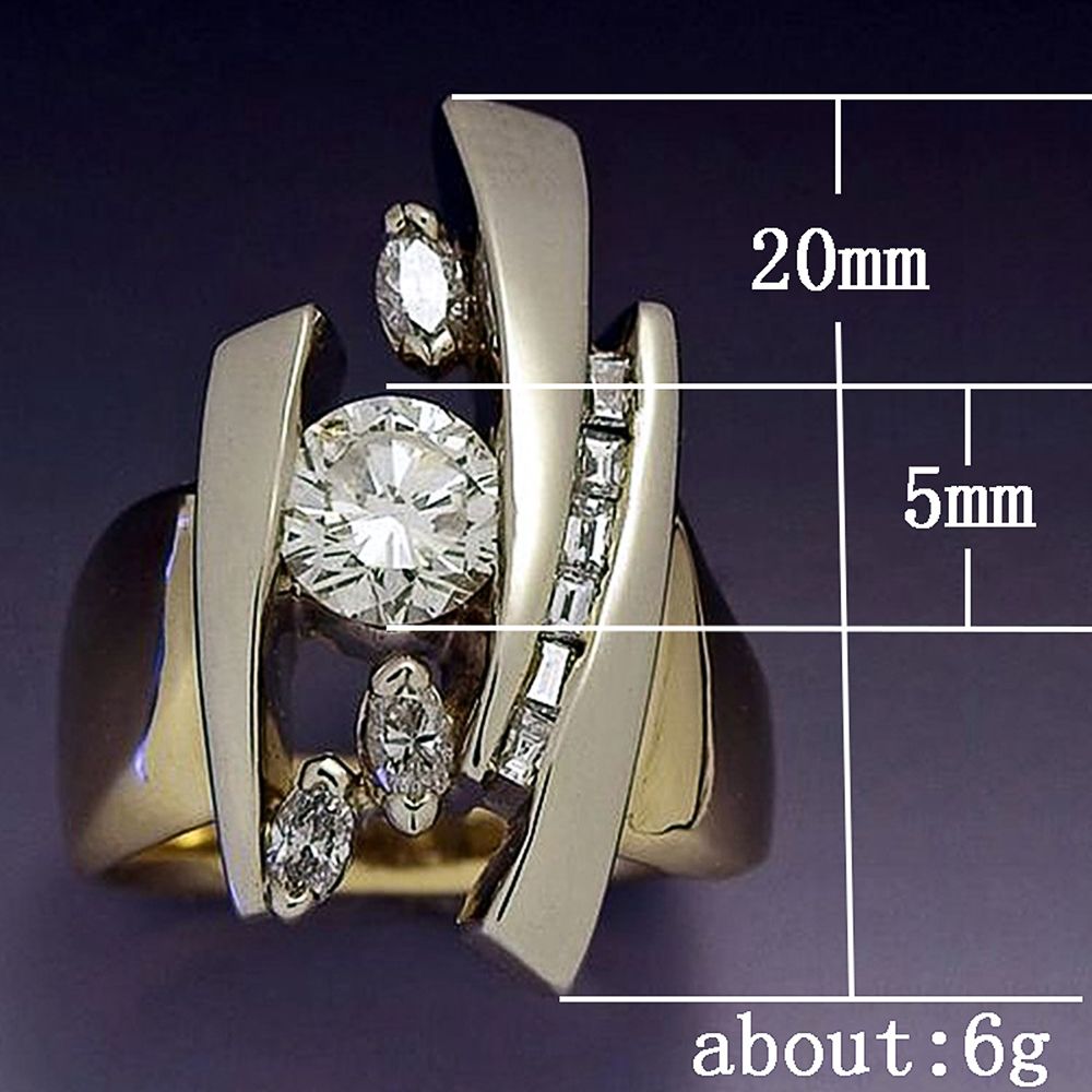 Huitan Luxury Gold Color Geometric Shape Women Rings Hiphop Party Stylish Female Finger Rings Dazzling CZ Lady's Fashion Jewelry