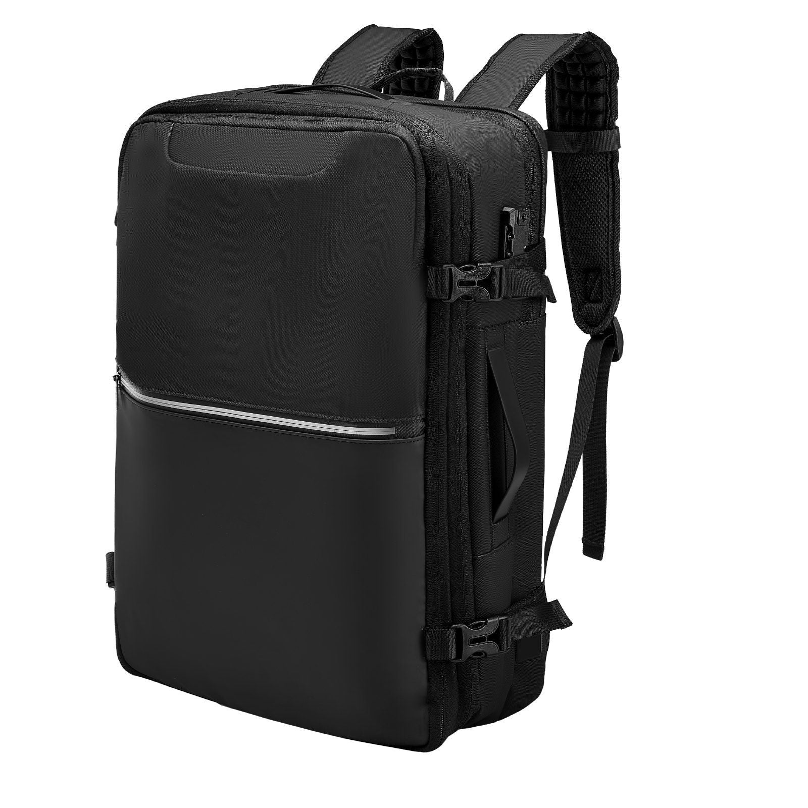 VEVOR Vacuum Travel Backpack, 80L, Expandable Vacuum Seal Compression Travel Backpack with Pump, with TSA-Approved Lock, Airback Vacpack, Water-Resistant Carry-On Suitcase Luggage, for Business, Black
