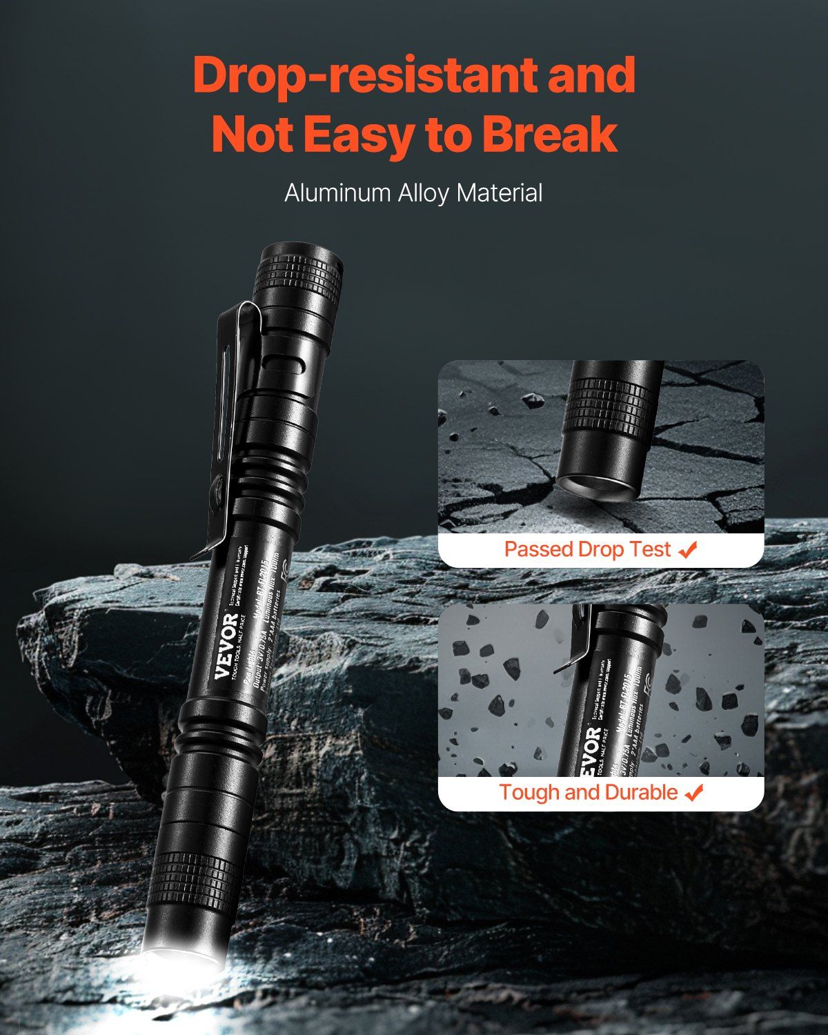 VEVOR Pen Light, 2-Pack 100 Lumens Pocket Flashlight with Clip, IPX4 Waterproof Portable Penlight, Compact and Lightweight for Tight Spaces, Work, Inspection, Emergency, Mechanics, Outdoor Use